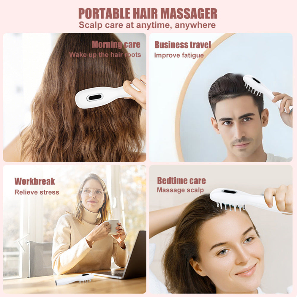 White EMS Vibration Scalp Massager Comb