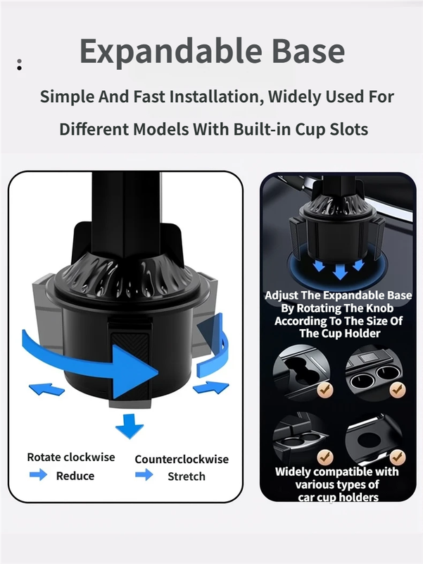 Car Cup Slot Swivel Expander and Snacks & Drinks Organizer