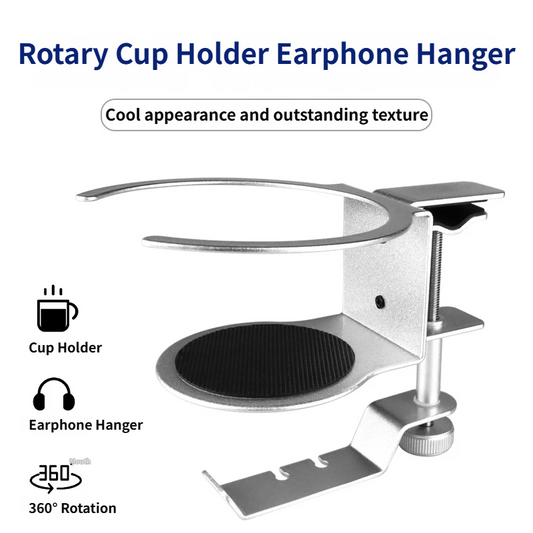 2-in-1 Under-Desk Metal Headphone Hanger &  Anti-Spill Cup Holder