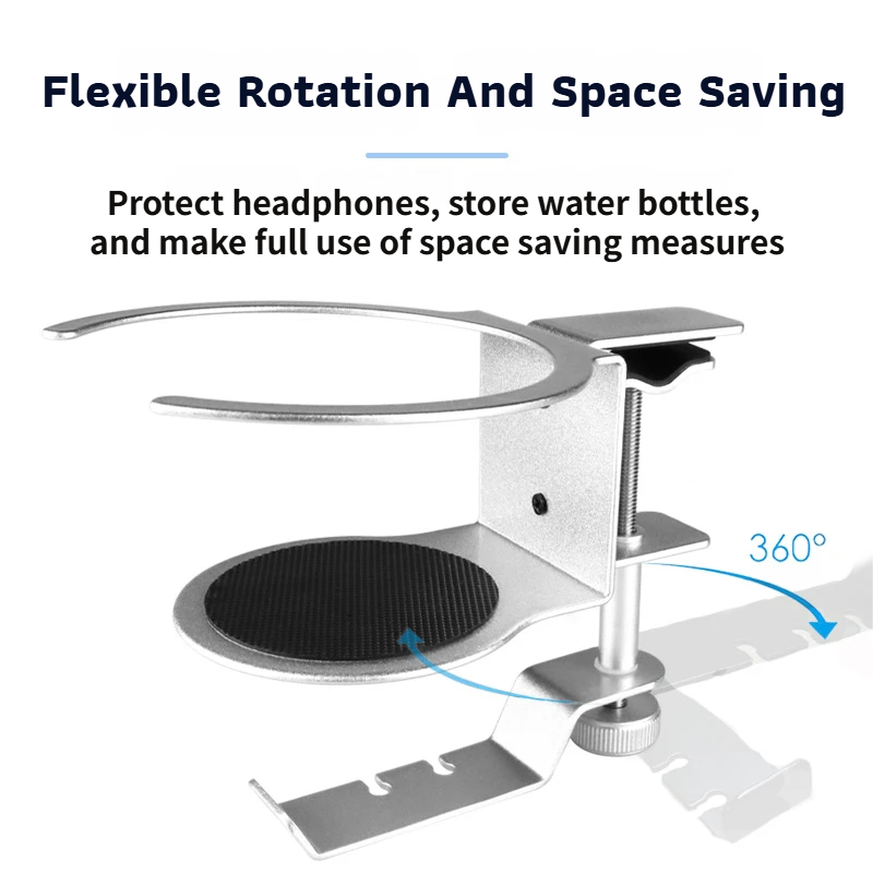 2-in-1 Under-Desk Metal Headphone Hanger &  Anti-Spill Cup Holder