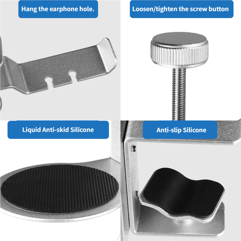 2-in-1 Under-Desk Metal Headphone Hanger &  Anti-Spill Cup Holder