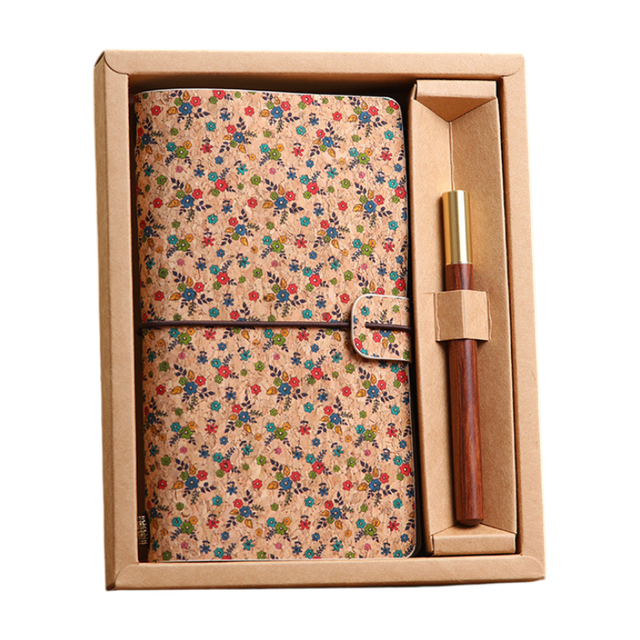Forest Floral Retro A6 Travelers Leather Notebook