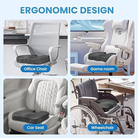 Grey Ergonomic Memory Foam U-Shaped Seat Cushion