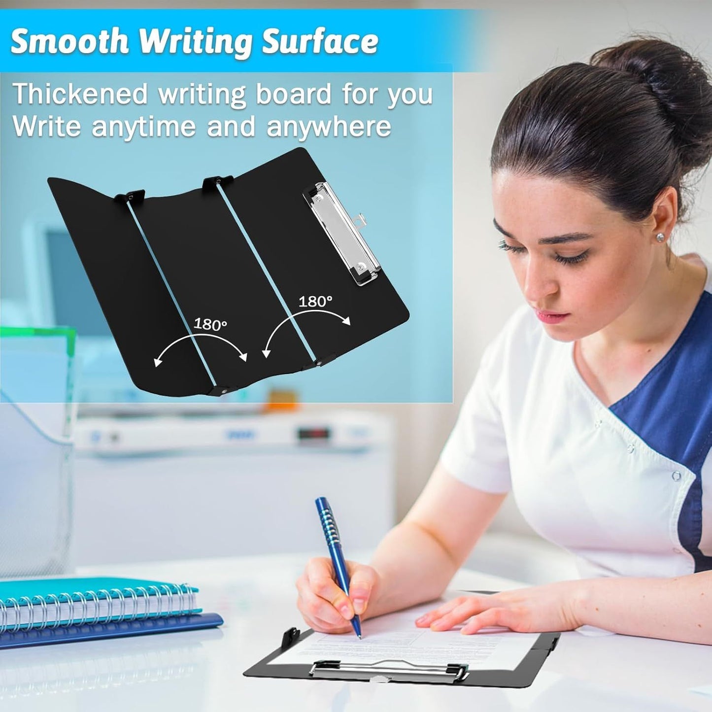 Lightweight Pocket-Sized A4 Document Holder & 180° Flat Writing Pad