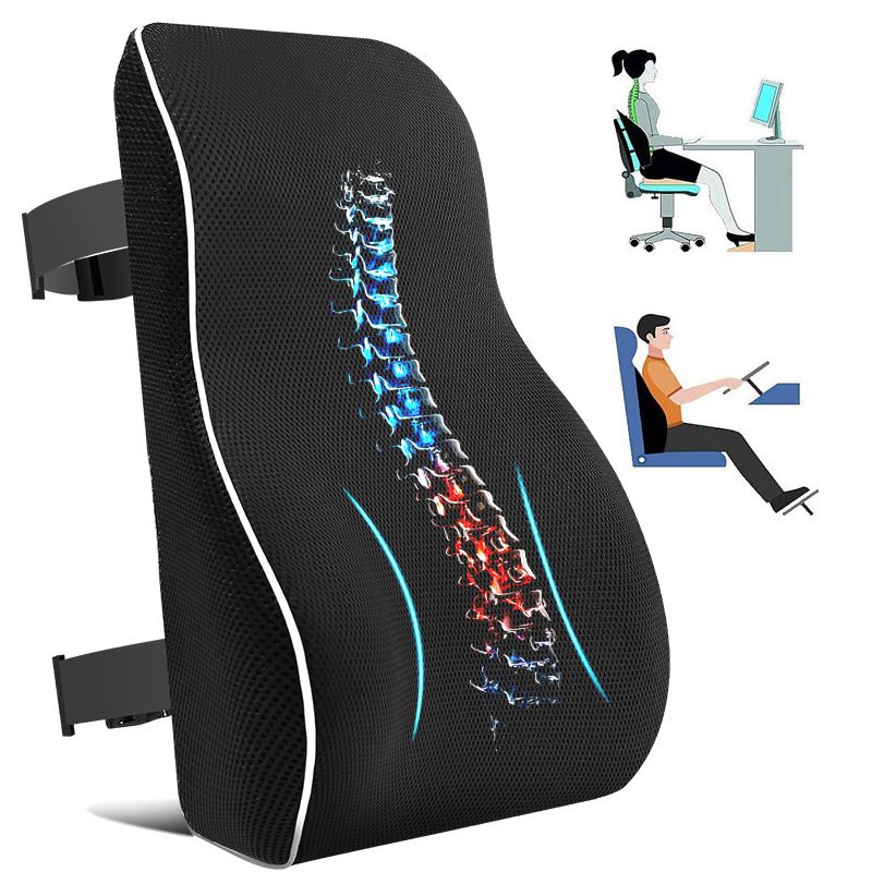 Ergonomic Memory Foam Lumbar Support Pillow & S Curve High-Back Cusion