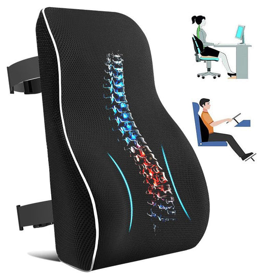 Ergonomic Memory Foam Lumbar Support Pillow & S Curve High-Back Cusion