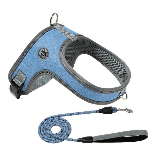 M Size Blue Waterproof Reflective Dog Harness & 1.5m Leash