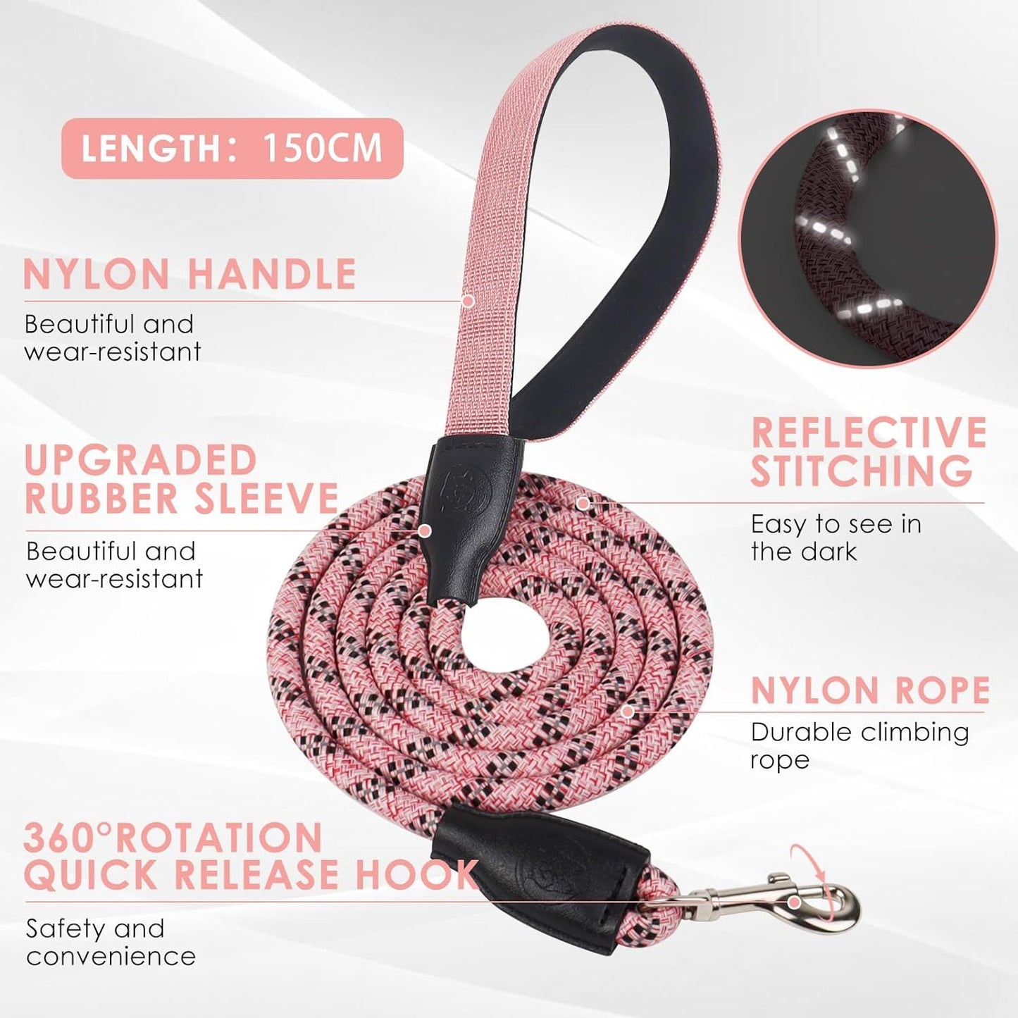 M Black Reflective Dog Harness & Leash Set