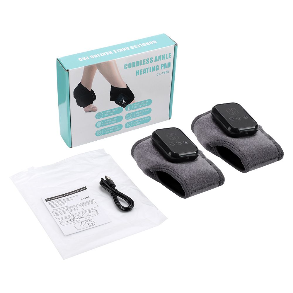 2-Pack Grey Wireless Rechargeable Heated Ankle Massager