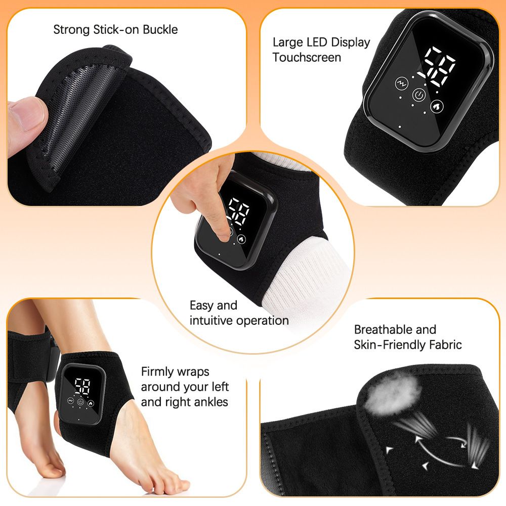 2-Pack Grey Wireless Rechargeable Heated Ankle Massager