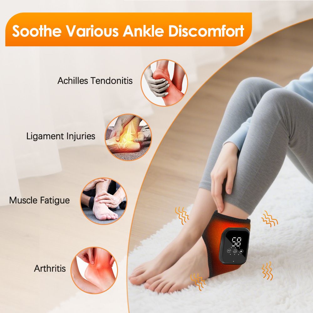 2-Pack Grey Wireless Rechargeable Heated Ankle Massager