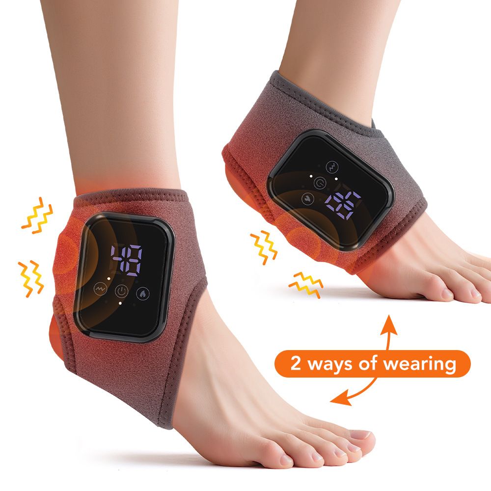 2-Pack Grey Wireless Rechargeable Heated Ankle Massager