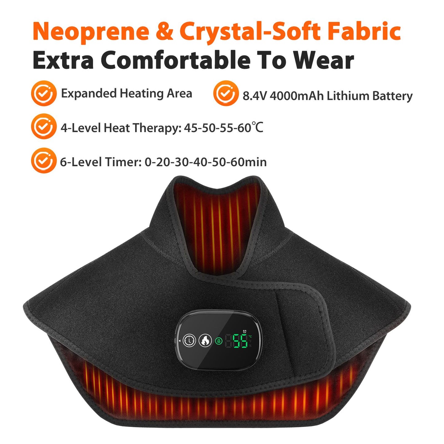 Black Wireless Large Coverage Heated Shoulder & Neck Wrap