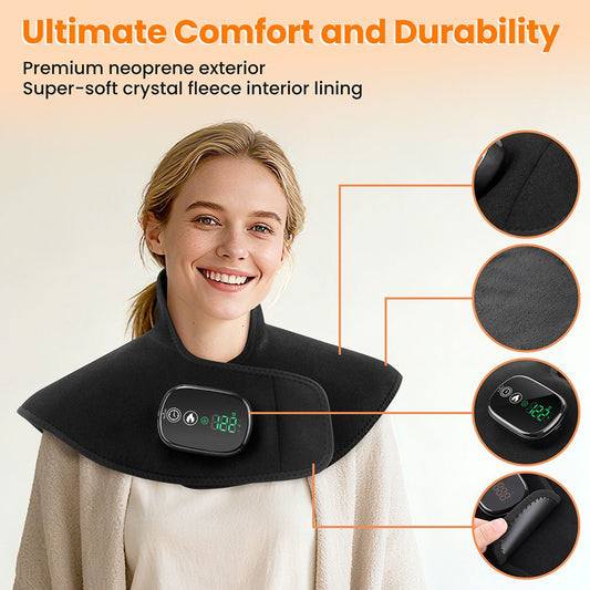 Black Wireless Large Coverage Heated Shoulder & Neck Wrap