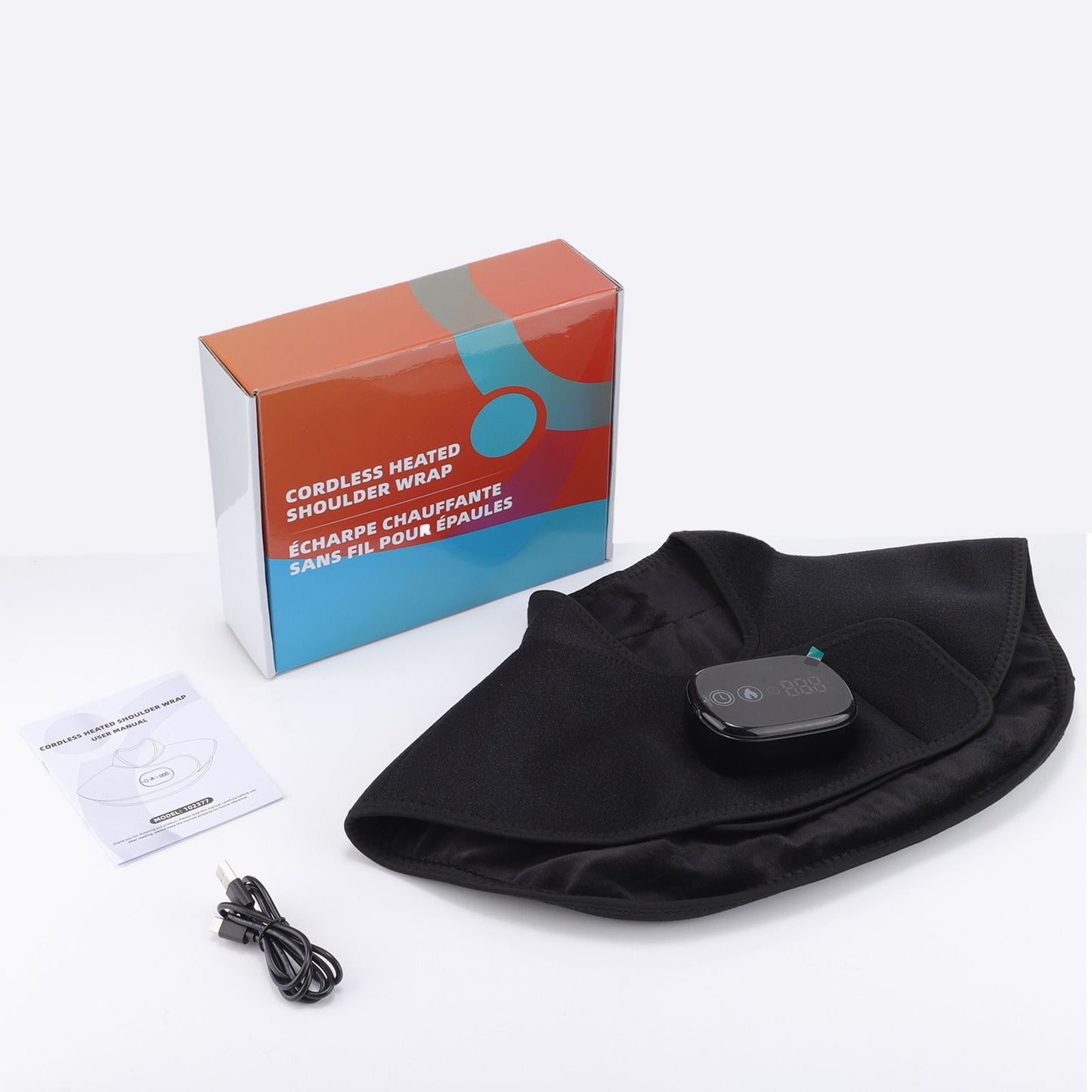 Black Wireless Large Coverage Heated Shoulder & Neck Wrap