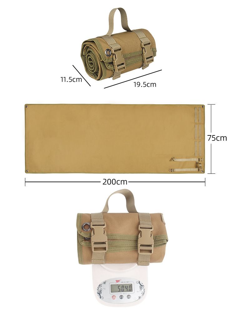 200x75CM Camouflage Outdoor Tactical Roll-Up Shooting Mat - MOLLE Webbing & Stake Down Eyelets - Portable Waterproof Ground Pad for Field Training, Camping & Picnic