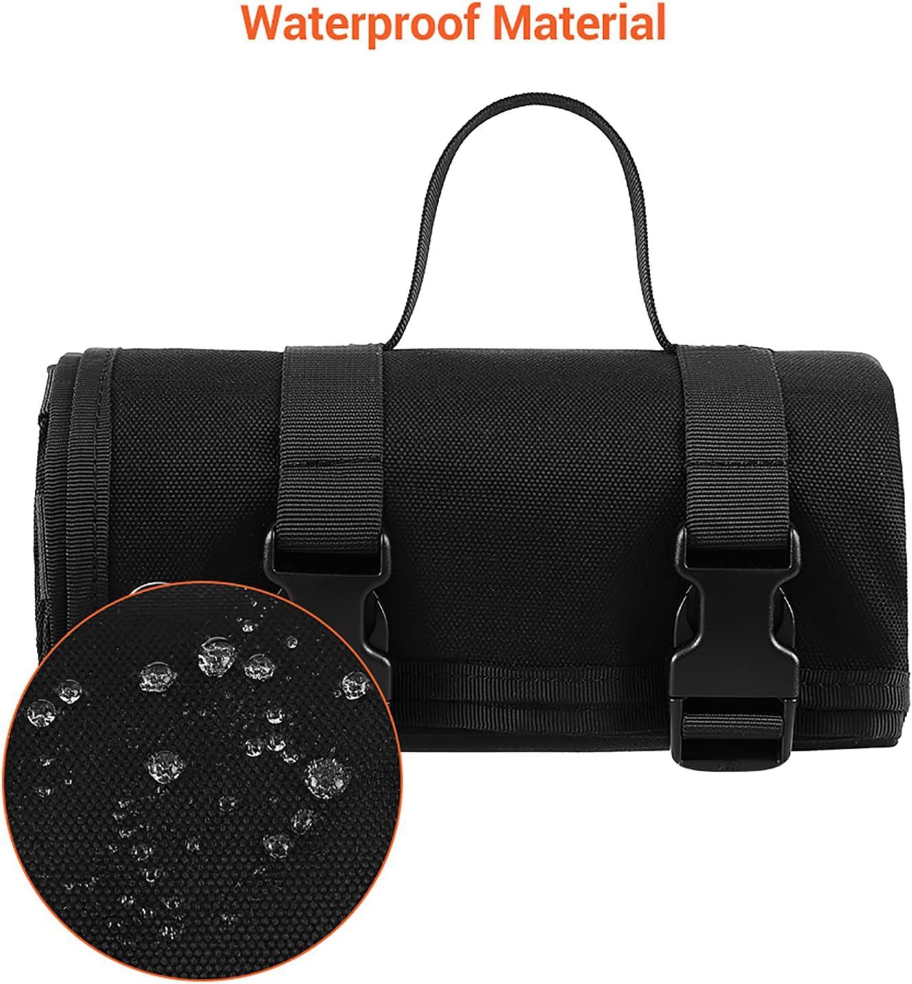 200x75CM Black Outdoor Tactical Roll-Up Shooting Mat - MOLLE Webbing & Stake Down Eyelets - Portable Waterproof Ground Pad for Field Training, Camping & Picnic