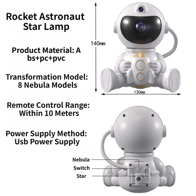 Astronaut Nebula Projector & Starry Night Ambient Light with Star Accents
