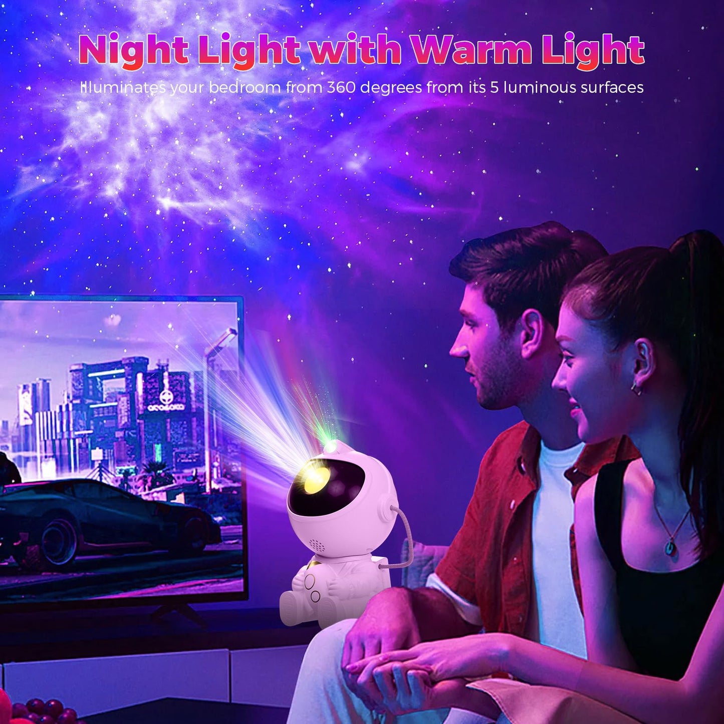 Astronaut Nebula Projector & Starry Night Ambient Light with Star Accents