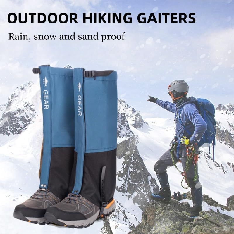 Black Breathable Nylon Waterproof Hiking Leg Gaiters and Snow Boot Gaiters