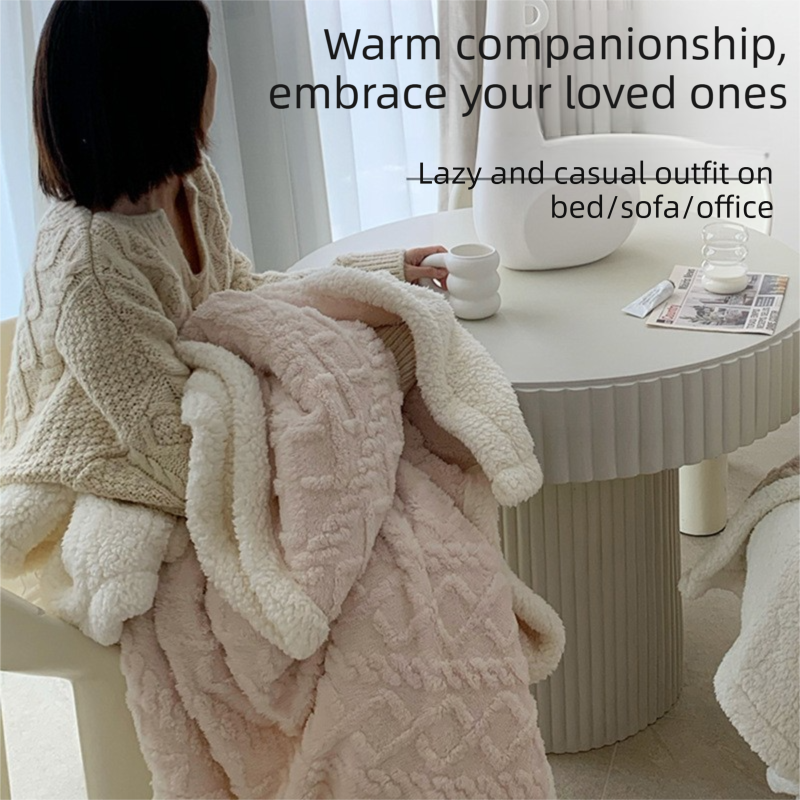 Pink 180*200cm Double Blanket, Taffeta Fleece Blanket, Thick Winter Quilt, Lambswool Coral Fleece Small Blanket, Office Nap Blanket, Sofa Cover Blanket, Bedding, Machine Washable