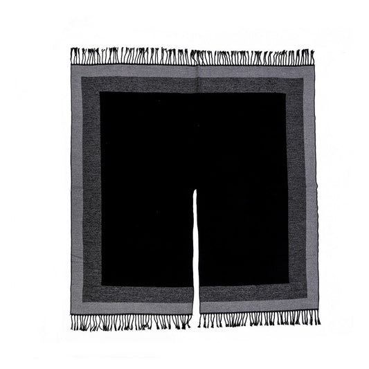 Black elegant women's tassel cape shawl scarf, multi-functional all-in-one warm and comfortable winter shawl scarf, convenient for home, travel, and office wear, stylish and beautiful with tassels.