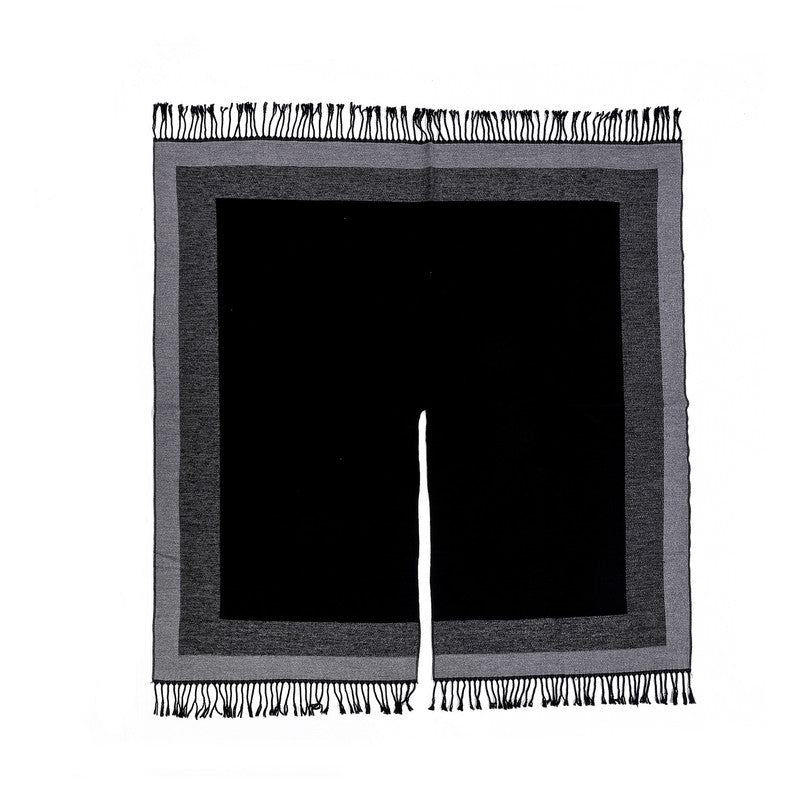 Grey elegant women's tassel cape shawl scarf, multi-functional all-in-one warm and comfortable winter shawl scarf, convenient for home, travel, and office wear, stylish and beautiful with tassels.