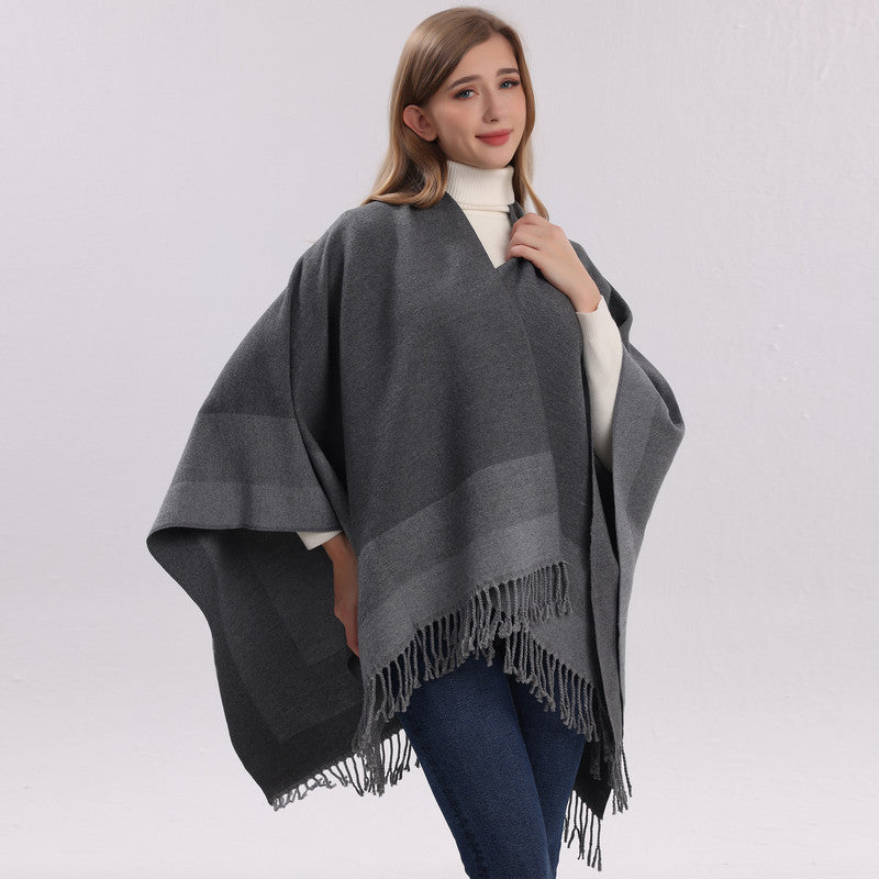 Pink Women's Tassel Cape Shawl