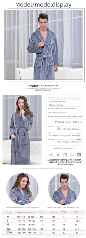 White L size Plush Flannel Robe for Couples - Thickened Warm Bathrobe with Shawl Collar, Soft Fleece Material, Unisex Long Style for Winter Home Wear