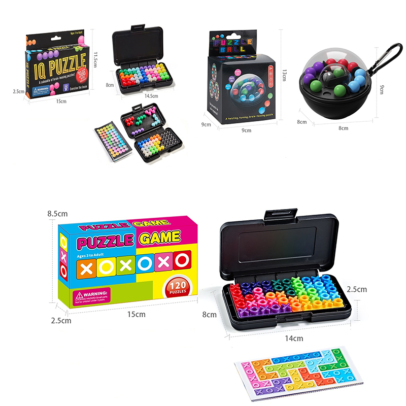 3-Pce Black 3D Puzzle - portable, educational logic game suitable for children and adults, featuring numerous levels and made of ABS material.