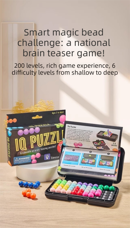 3-Pce Black 3D Puzzle - portable, educational logic game suitable for children and adults, featuring numerous levels and made of ABS material.