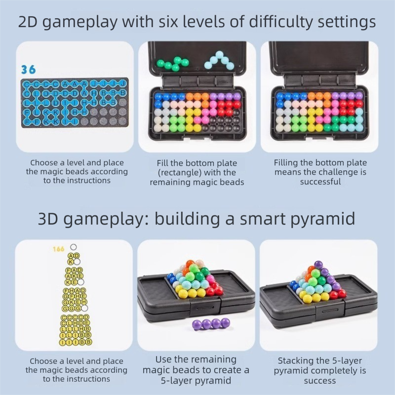 3-Pce Black 3D Puzzle - portable, educational logic game suitable for children and adults, featuring numerous levels and made of ABS material.