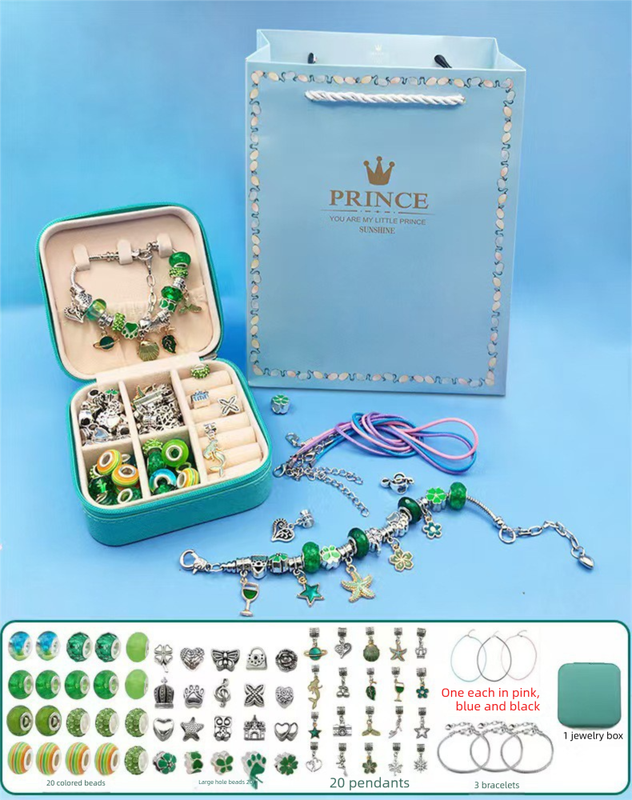 66-Piece Green Unicorn Bracelet Kit
