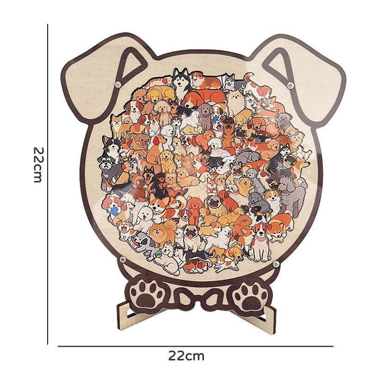 Colorful puppy Collection Puzzle - Irregular Shaped Jigsaw with Adorable Kitten Pieces, Stacking Display Stand - Cute Home Decor & Brain Teaser for Kids Adults Ages 6+ - Unique Gift for puppy Lovers