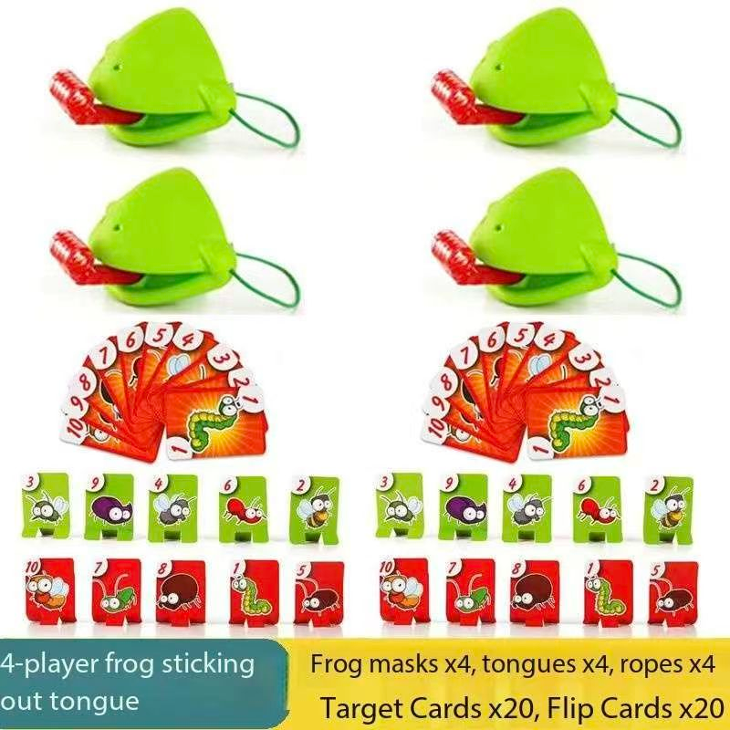 4 Player Frog Tongue Game Lizard Mask Family Board Game