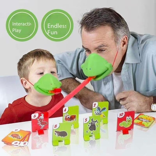 4 Player  Frog Tongue Game Lizard Mask Card Battle Family Board Game Parent