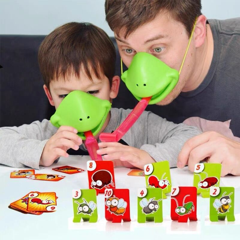 4 Player Frog Tongue Game Lizard Mask Family Board Game