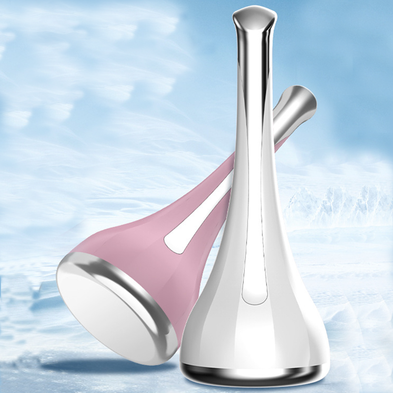 2-piece White and Pink Flat-Surface Ice  Cold Therapy Facial Tool - Reusable Cooling Massager