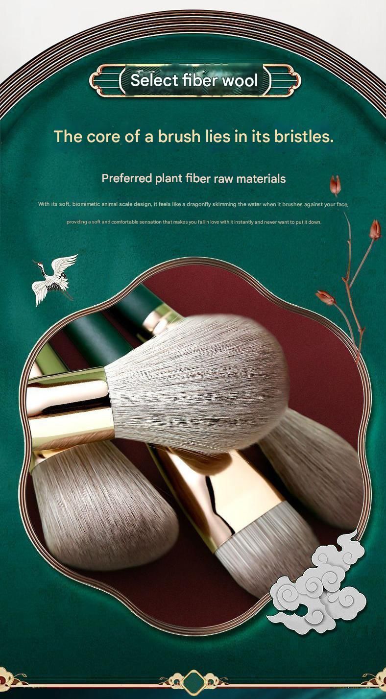 14-Piece Green  storage bucketSynthetic Fibre Makeup Brush Set