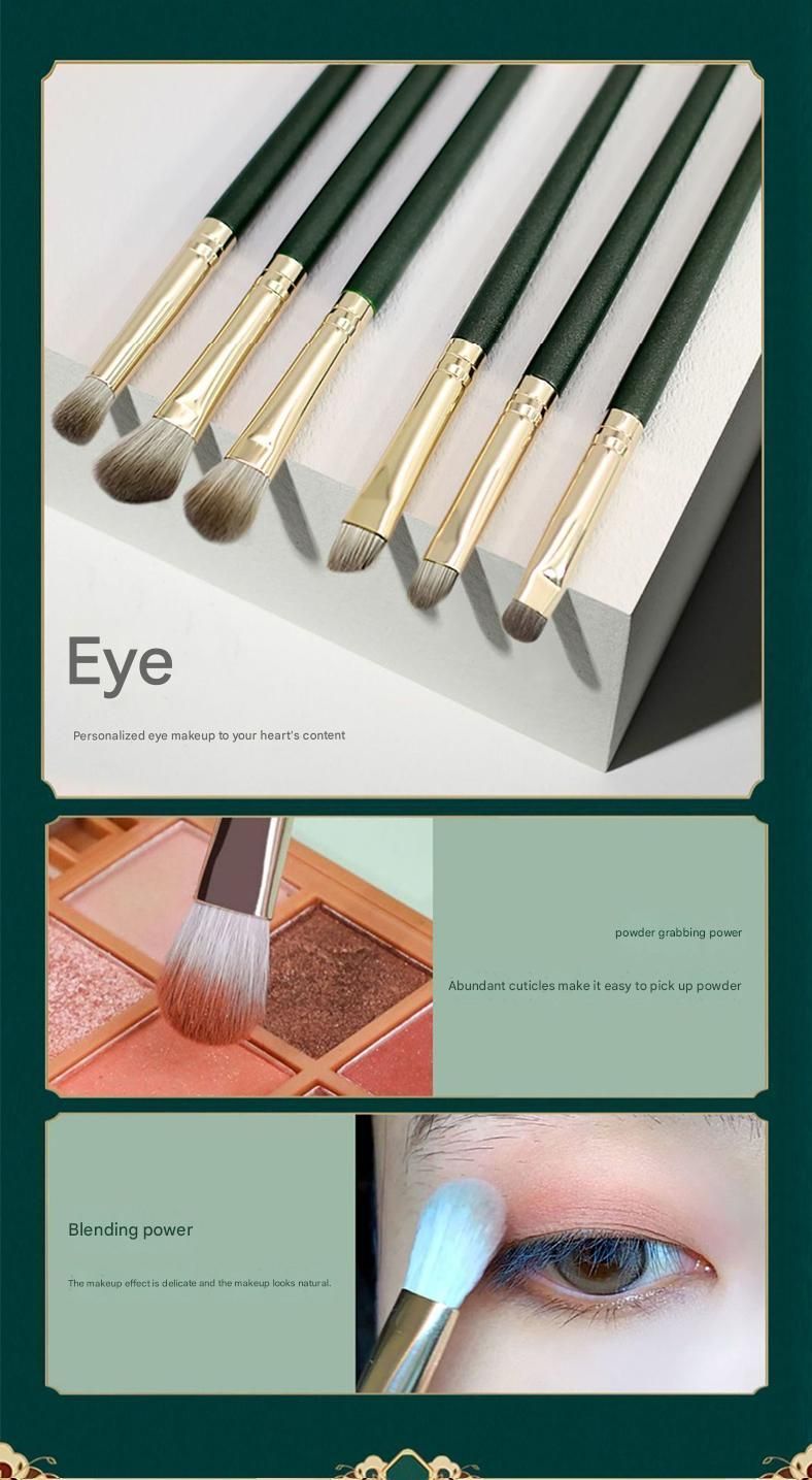 14-Piece Green  storage bucketSynthetic Fibre Makeup Brush Set