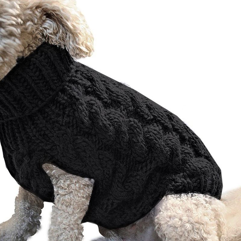Black M size Cosy Cable Knit Dog Jumper