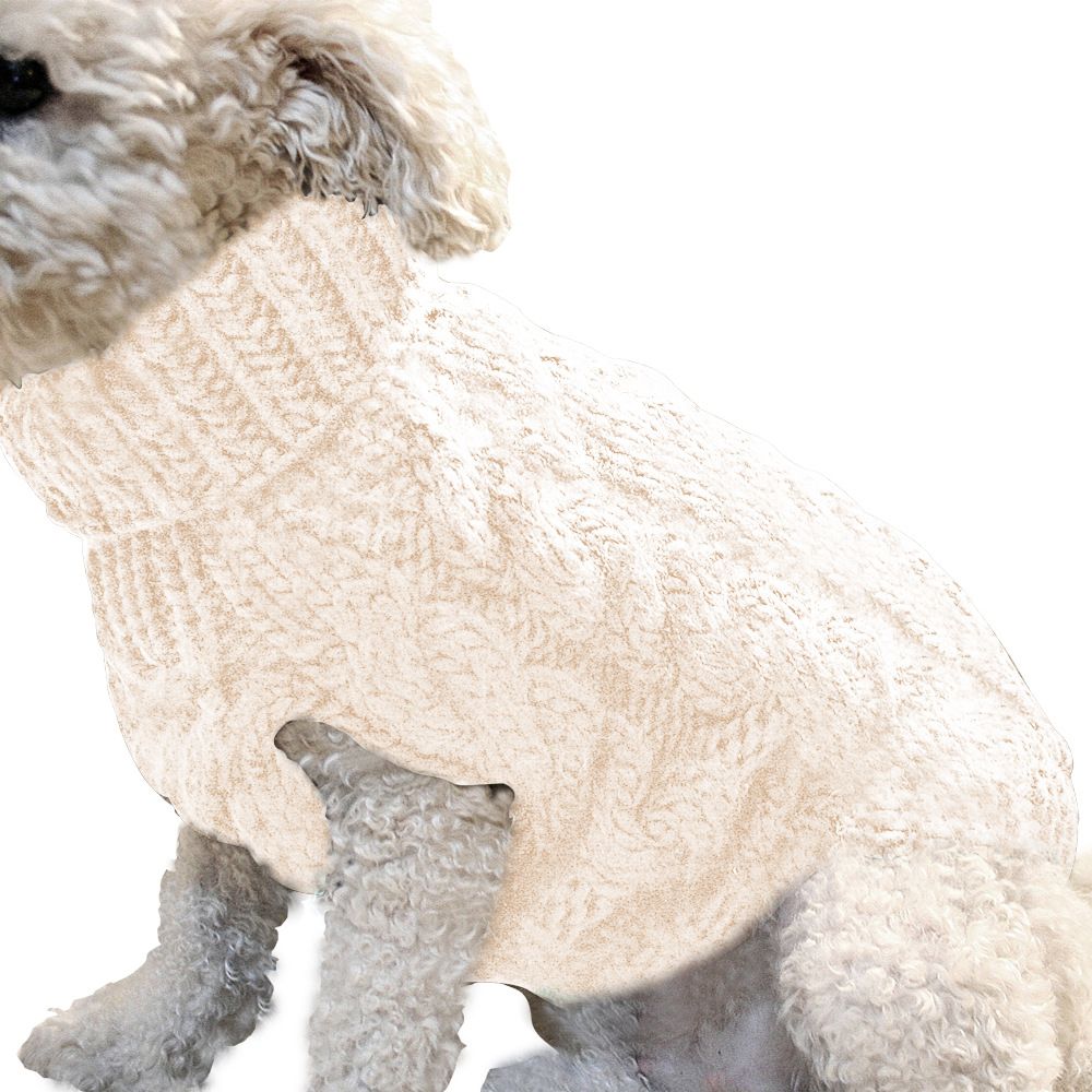 White L size Cosy Cable Knit Dog Jumper
