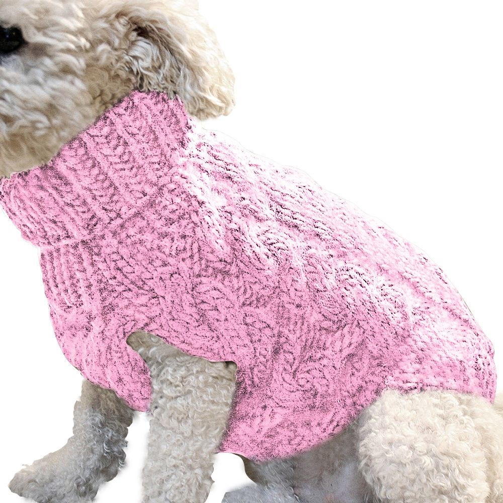 Pink L size Cosy Cable Knit Dog Jumper