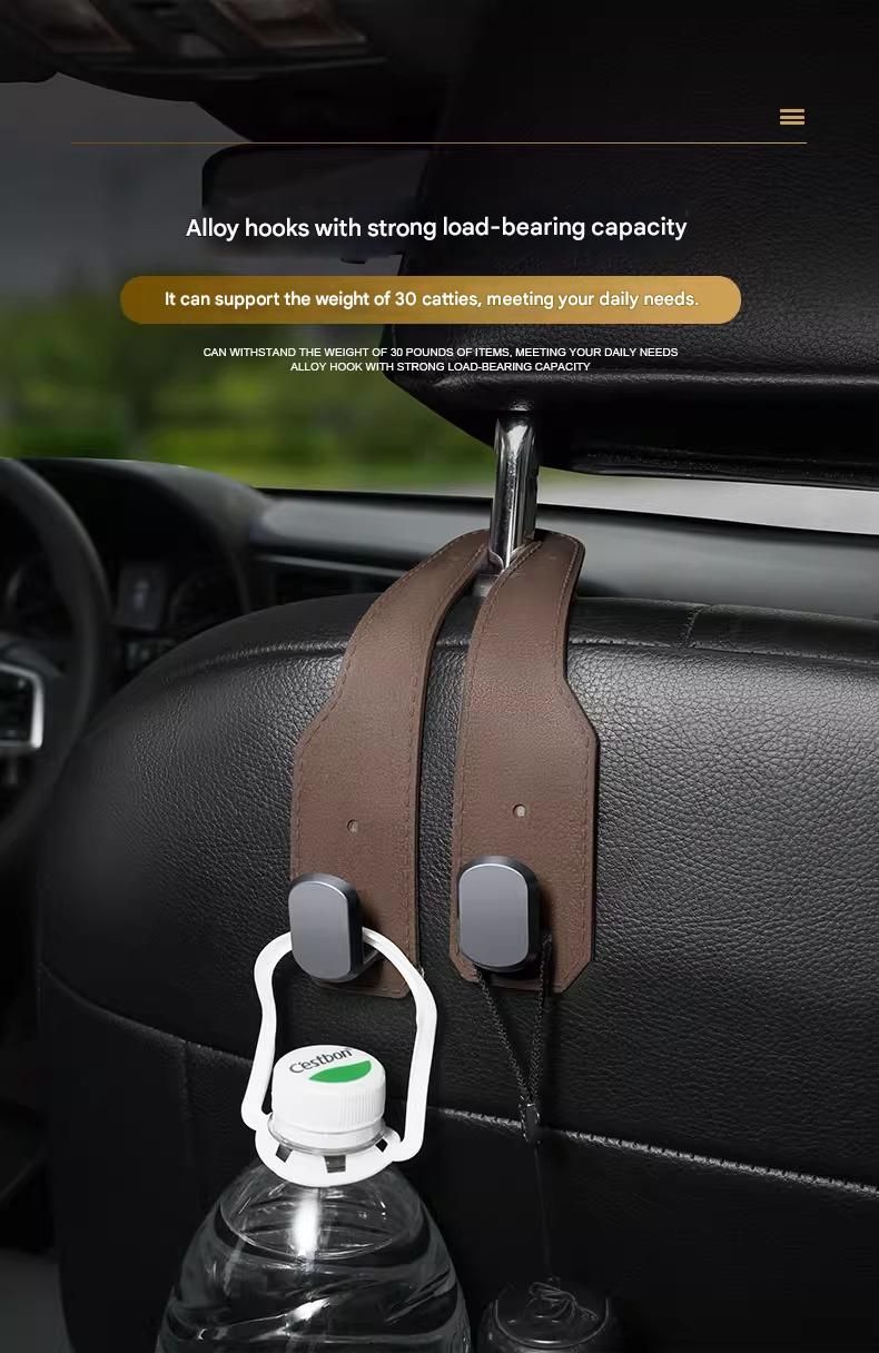 2-Piece ABS Car Seat Back Hook & Phone Holder - Brown/Grey