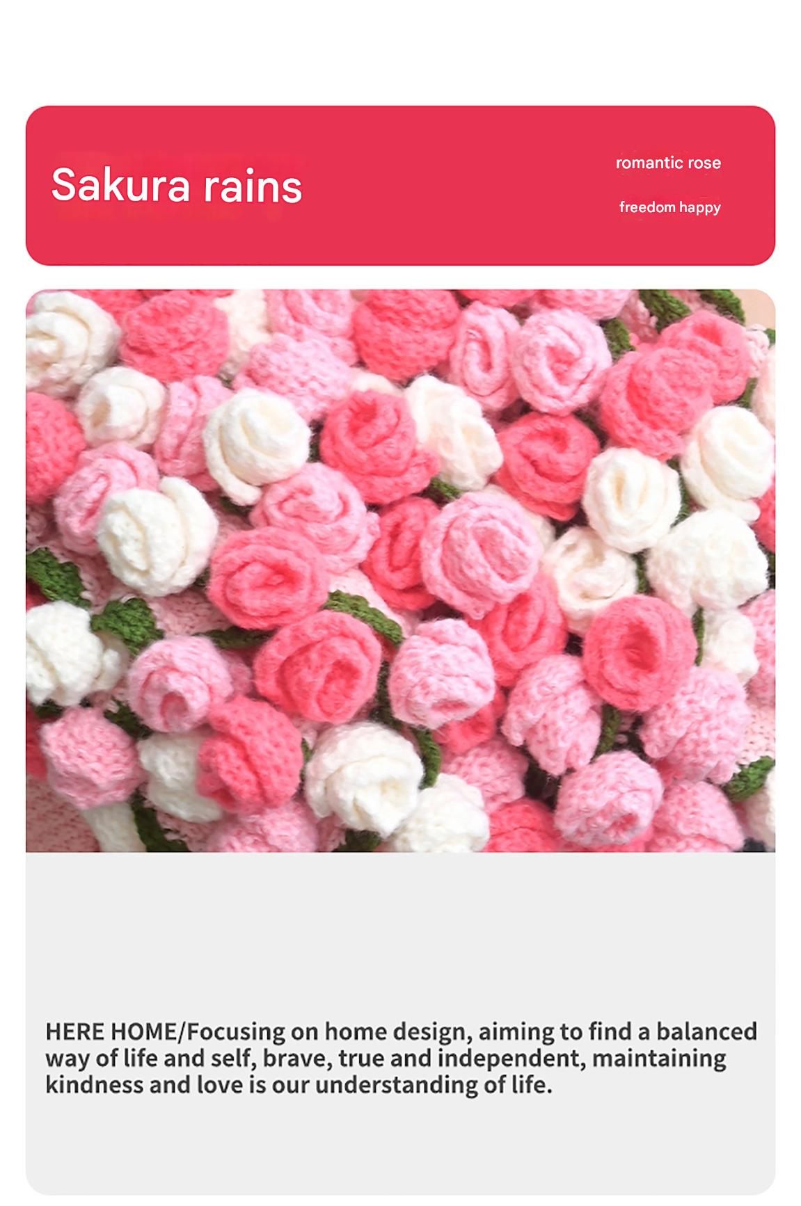 99 Woven Flowers Handmade Rose Bouquet Knit Blanket - Perfect Gift