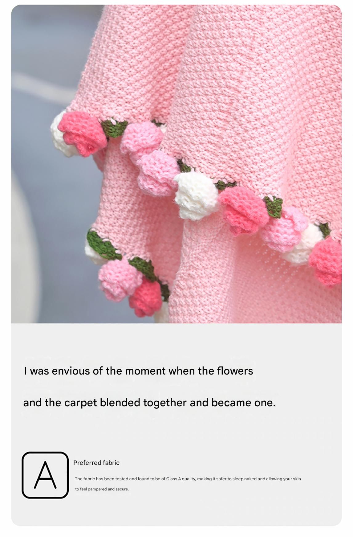 99 Woven Flowers Handmade Rose Bouquet Knit Blanket - Perfect Gift