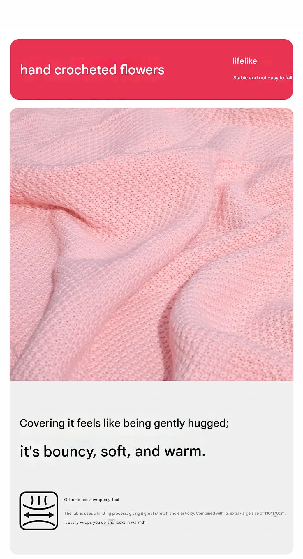99 Woven Flowers Handmade Rose Bouquet Knit Blanket - Perfect Gift