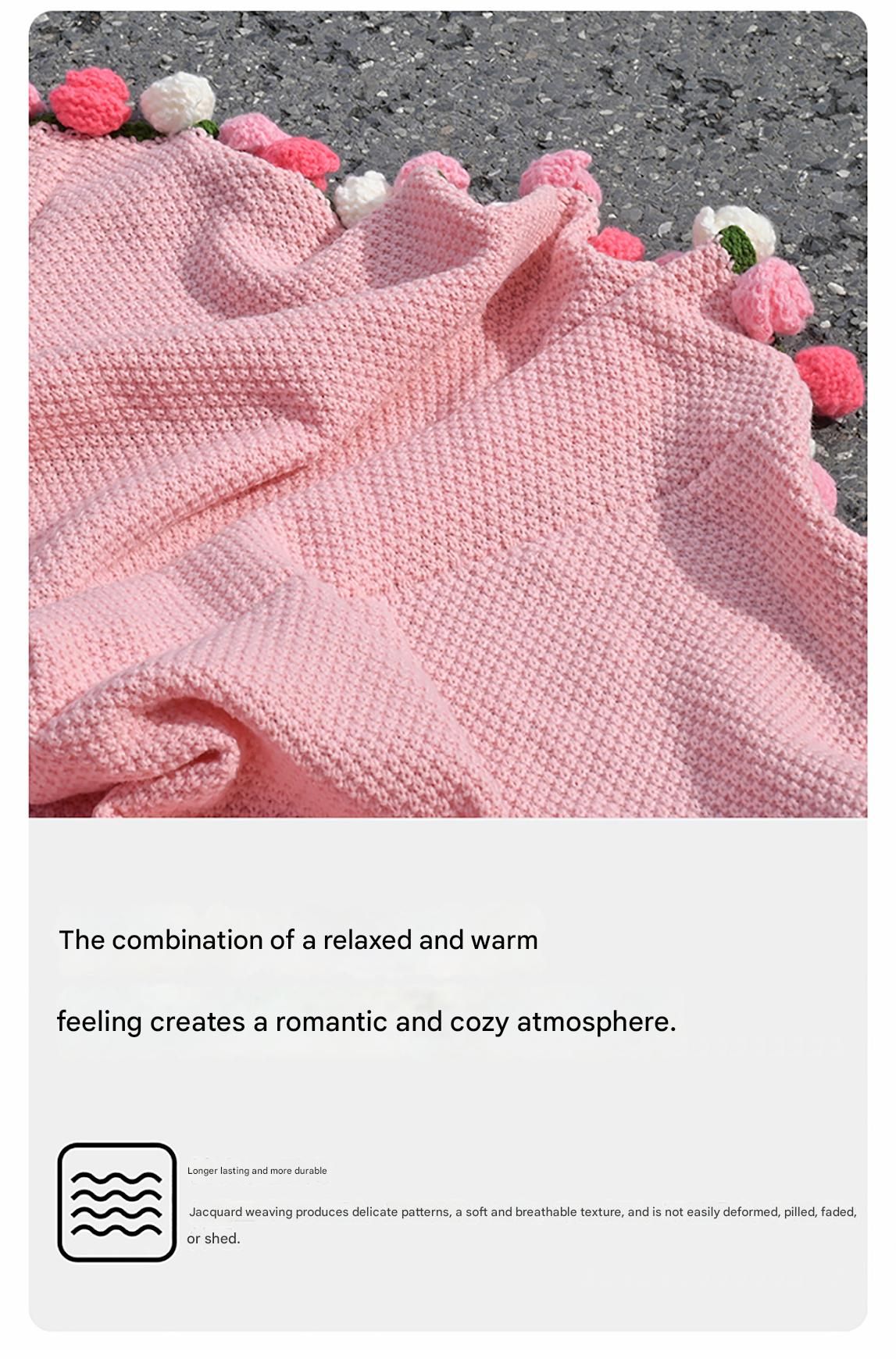 99 Woven Flowers Handmade Rose Bouquet Knit Blanket - Perfect Gift