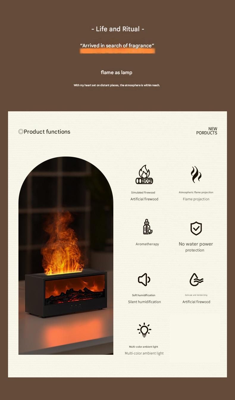 Black casing 3D Flame Effect Aroma Diffuser and Humidifier