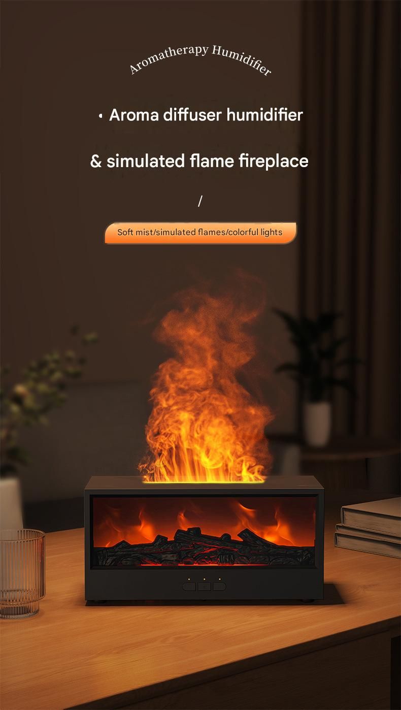 Desktop Fireplace Design with Realistic LED Fire, 7-Color Mood Lighting, and Silent Ultrasonic Mist